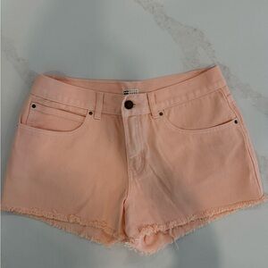 Billabong Light Peach Frayed Jean Shorts